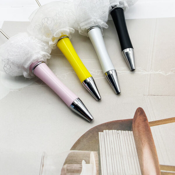 Wholesale DIY heavy industry beaded pen mesh pearl beaded ballpoint pen dream girl heart white mesh gift pen