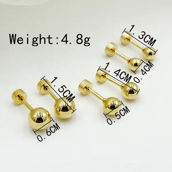 Wholesale PVD Coated Real Gold Plated 14K Gold Round Solid Color 304 Stainless Steel Simple Style Waterproof Non Tarnish Ear Studs