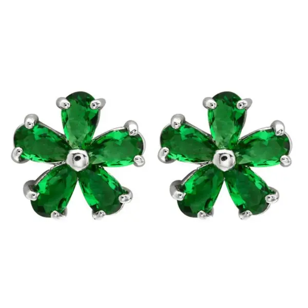 Wholesale 1 Pair Simple Style Flower Plating Inlay Copper Zircon White Gold Plated Ear Studs