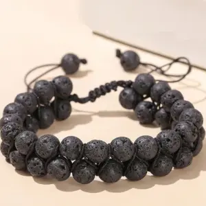 Natural Volcanic Rock Woven Bracelet / 8mm