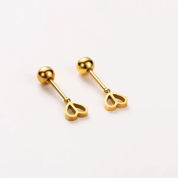 Wholesale PVD Coated Real Gold Plated 14K Gold Letter Heart Shape Wings 304 Stainless Steel Basic Modern Style Simple Style Waterproof Non Tarnish Ear Studs