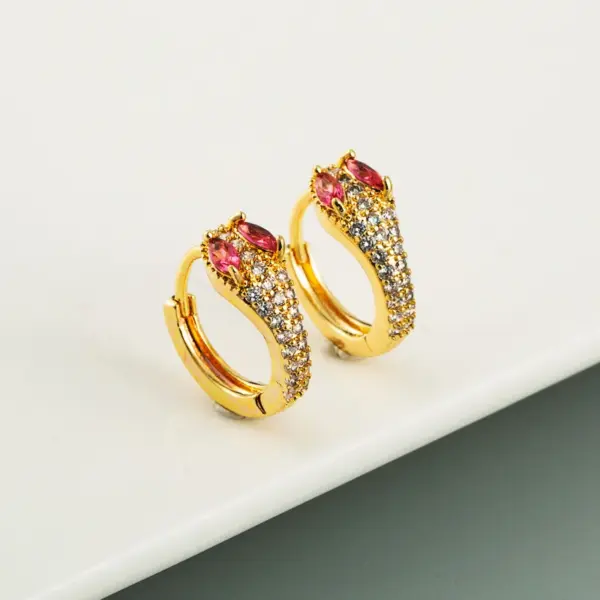 New Fashion Copper Micro-inlaid Zircon 18k Gold Plated Cobra-shaped Earrings Wholesale Nihaojewerly
