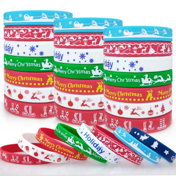 Wholesale Cartoon pattern Christmas rubber silicone bracelet