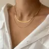 Wholesale PVD Coated Real Gold Plated 18K Solid Color 304 Stainless Steel IG Style Simple Waterproof Non Tarnish Double Layer Necklaces