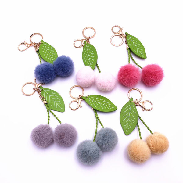 oly-533f9a1afe408ff1bc590038f84920f3 Wholesale Fruit Keychain Car Cute Cherry Bag Key Chain Fur Ball Plush Doll Cartoon Pendant Creative Accessories