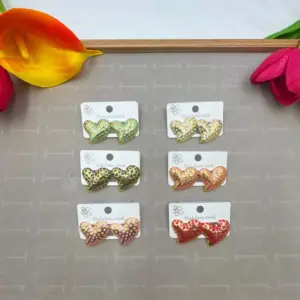 Heart Dot Pattern Oil Drop Earrings Random Color / 18k