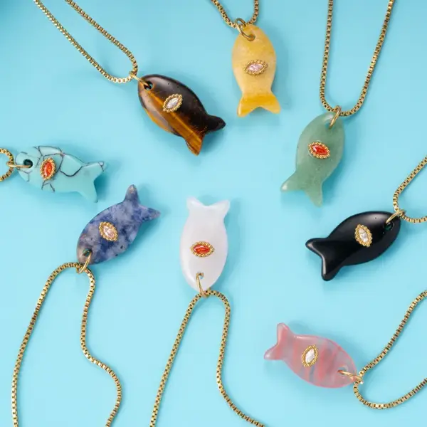 Wholesale Jewelry Cute Fish 304 Stainless Steel Plating Pendant Necklace Box Chain