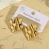 Wholesale Irregular Shape Water Plating Stainless Steel 201 Folded Rhombus Square Earrings Fashionable Casual Modern Style Jewelry