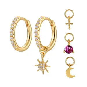 Wholesale Fashion Geometric Plating Metal Artificial Gemstones Copper Earrings