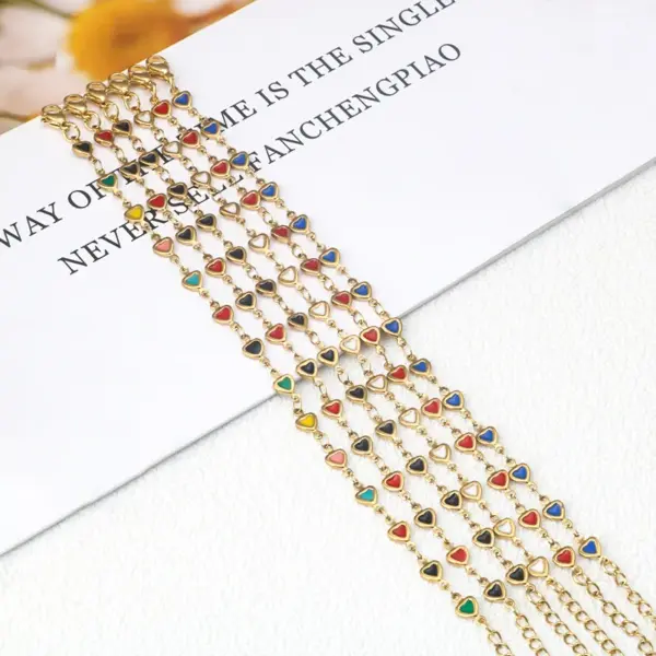 Ion Plating (IP) 18K Gold Plated Heart Shape 304 Stainless Steel Simple Style Waterproof Non Tarnish 304 Stainless Steel Bracelets