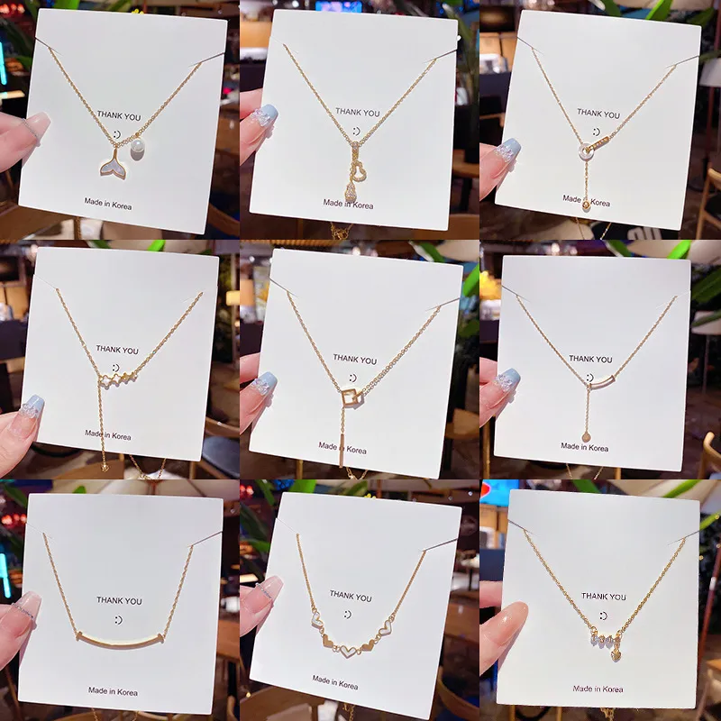 Wholesale Vacuum Plating Four Leaf Clover Heart Shape Bow Knot 304 Stainless Steel Fashion 304 Stainless Steel Lobster Trier Clasp Closure Pendant Nec