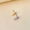 Wholesale 1 Piece Cute Heart Shape Plating Inlay Stainless Steel Steel Copper Zircon White Gold Plated Gold Plated Cartilage Earrings