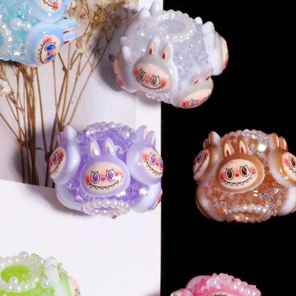 Wholesale New Cartoon Labubu Soft Clay Straight Hole Loose Beads DIY Mobile Phone Key Chain Necklace Bag Chain Accessories