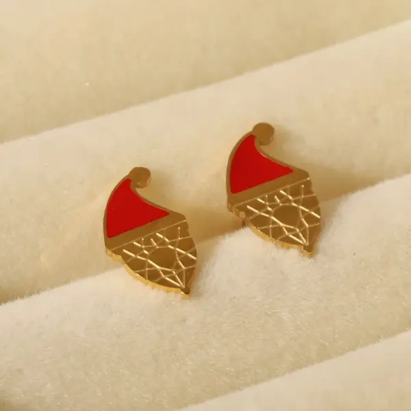 1 Pair Christmas Sweet Simple Style Christmas Tree Enamel 304 Stainless Steel 14K Gold Plated Ear Studs