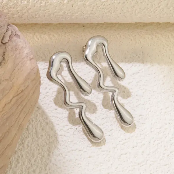 1 Pair Hip-Hop Novelty Classic Style Water Droplets 304 Stainless Steel Imitation Gold Electroplating Drop Earrings