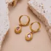 Wholesale PVD Coated Geometric Sector Heart Shape 304 Stainless Steel Vintage Style French Style Simple Style Waterproof Non Tarnish Drop Earrings