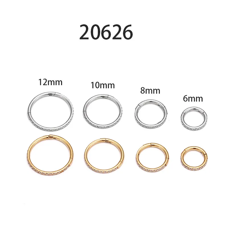 Wholesale Simple Style Round Stainless Steel Inlay Zircon Nose Ring Nose Pin