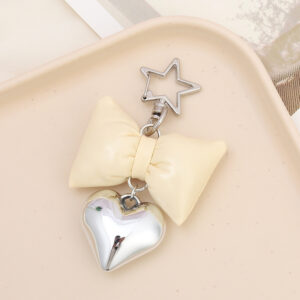 K3614 leather bow pendant five-pointed star buckle milk white / pendant