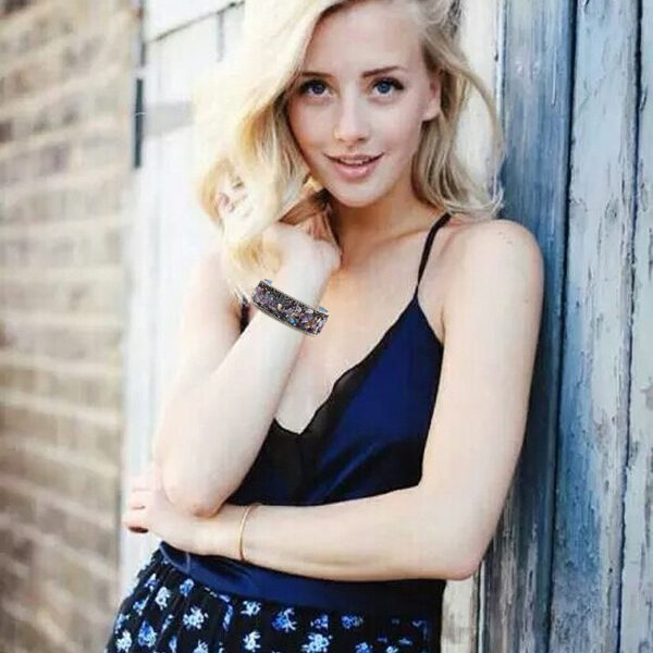 Wholesale leather bracelet crystal gravel color bracelet fashion bracelet