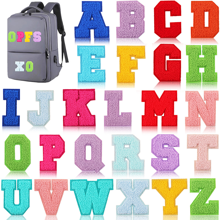 Wholesale Embroidered fabric patch hat and bag decoration A-Z English letter patch