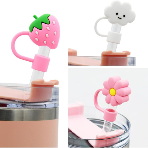 Wholesale Cross-border straw cap 6-piece set 10mm ice cream cup dustproof straw cover Stanley Cup leak-proof silicone straw plug