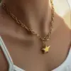 Wholesale Luxury Stainless Steel Star Necklace Women's High-End Accessory Trendy Minimalist Jewelry Casual Vacancy Gold Plated Lobster Clasp Cuban Chain