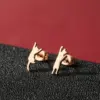 Wholesale PVD Coated 18K Gold Real Gold Plated Animal Cat 304 Stainless Steel Cute Basic Sweet Waterproof Non Tarnish Ear Studs