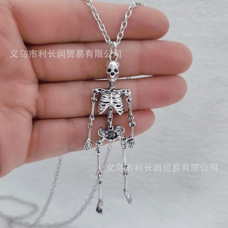Wholesale Cross-border Skull Necklace Vintage Distressed Skeleton Necklace Personalized Harajuku Exaerated Dark Punk Jewelry