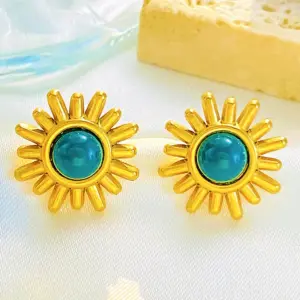 Green Sun Stud Earrings Z-530