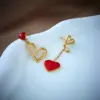 Wholesale PVD Coated 18K Gold Plated Heart Shape 304 Stainless Steel Basic Waterproof Non Tarnish Dangling Earrings
