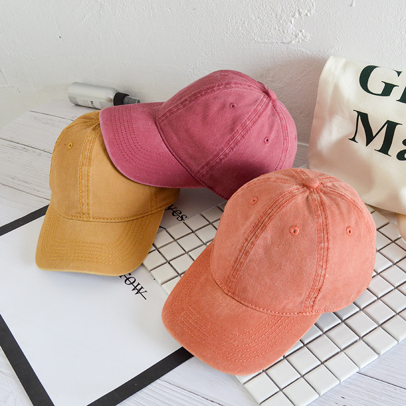 Wholesale Washed Cap Women's Korean Cole's Old Denim Baseball Cap Women's Light Panel Curved Eave Hip-Hop Cap Trendy
