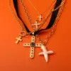 Wholesale 201 Stainless Steel 304 Stainless Steel Cotton Webbing Casual Streetwear Plating Cross Pendant Necklace