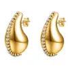 Wholesale 304 Stainless Steel Solid Color PVD Coated Rhinestones 18K Real Gold Plated 18K Gold Simple Style Waterproof Non Tarnish Plating Ear Cuffs