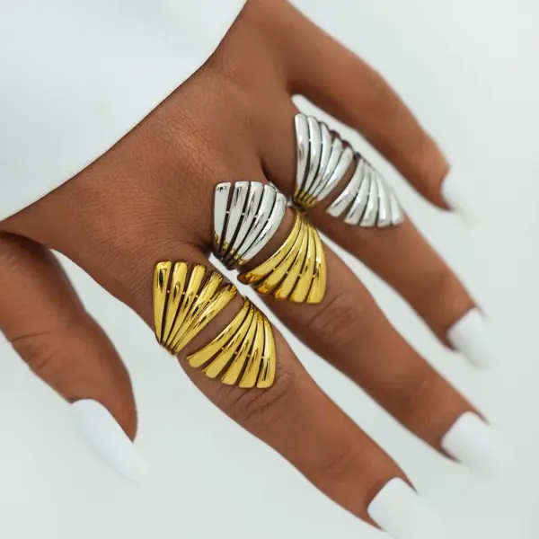 oly-5384472cbed47d560d95a229ca035ad9 Wholesale PVD Coated Real Gold Plated 18K Gold Geometric 304 Stainless Steel Casual Simple Style Waterproof Non Tarnish Adjustable Ring