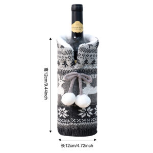 Knitted square ball wine bottle cover gray