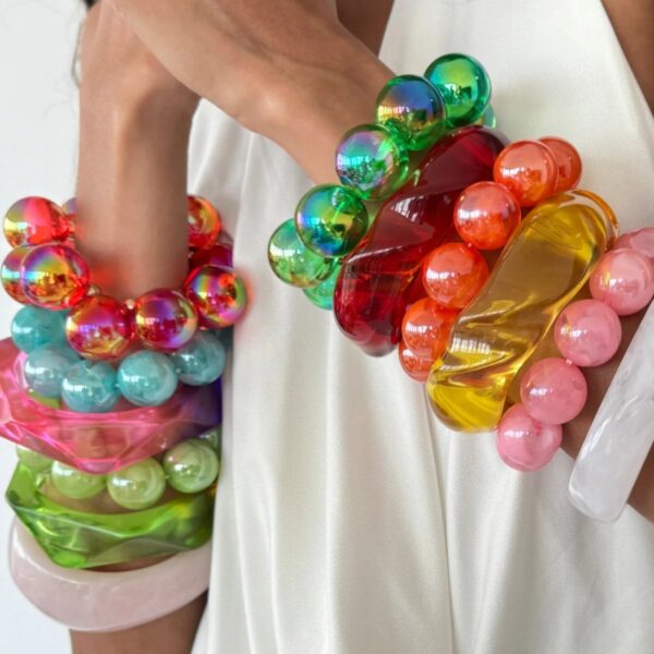 Wholesale Color-blocked laser beaded resin bracelet