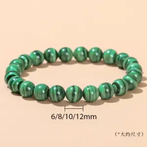 7A Natural Malachite Bracelet / Diameter 6.1-6.8mm (about 30-32 Pieces)