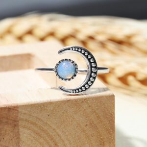 Wholesale Creative Ins Cold Style Trendy Women's Ring Moon Sun Opening Adjustable Moonstone Ring Elegant Jewelry