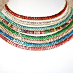 Wholesale New White Color Zircon Crystal Inlaid Copper Necklace Jewelry Adjustable