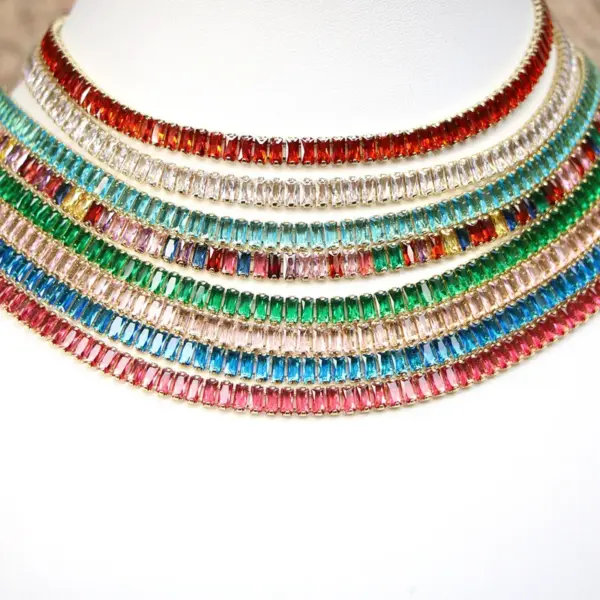 Wholesale New White Color Zircon Crystal Inlaid Copper Necklace Jewelry Adjustable