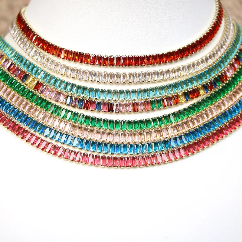 Wholesale New White Color Zircon Crystal Inlaid Copper Necklace Jewelry Adjustable