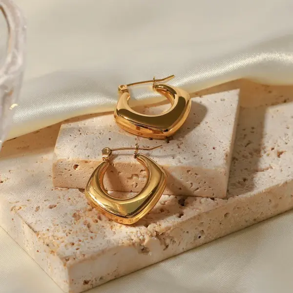 Fashion Geometric Gold Plated 304 Stainless Steel PVD Coated Earrings