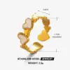 Ion Plating (IP) 18K Gold Plated Heart Shape 304 Stainless Steel Simple Style Waterproof Non Tarnish Open Rings