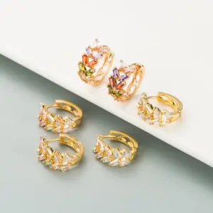 Wholesale Fashion Geometric Copper Artificial Gemstones Copper Earrings