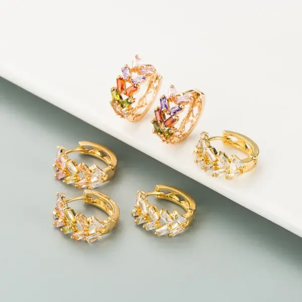 Wholesale Fashion Geometric Copper Artificial Gemstones Copper Earrings
