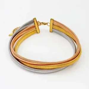 Ck841 Three Layers (Gold-Steel-Rose Gold) Collar 8mm