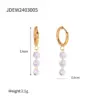 Wholesale 304 Stainless Steel Round PVD Coated 18K Real Gold Plated Real Gold Plated 18K Gold Simple Style Shiny Waterproof Non Tarnish Zircon White Drop Earrings