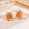 304 Stainless Steel Plastic Geometric Electroplating Imitation Gold Fairy Style Vintage Style Tropical Ear Studs
