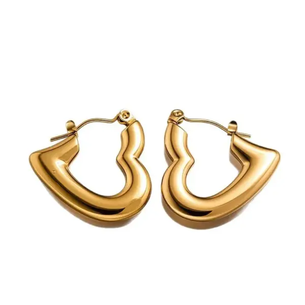 New Fashion Titanium Steel 18K Gold Oil Pressure Earrings Ear Ring Metal Spiral Stripe Design Earrings Earrings