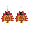Wholesale Thanksgiving Turkey Water Drop Polka Dot Wooden Earrings